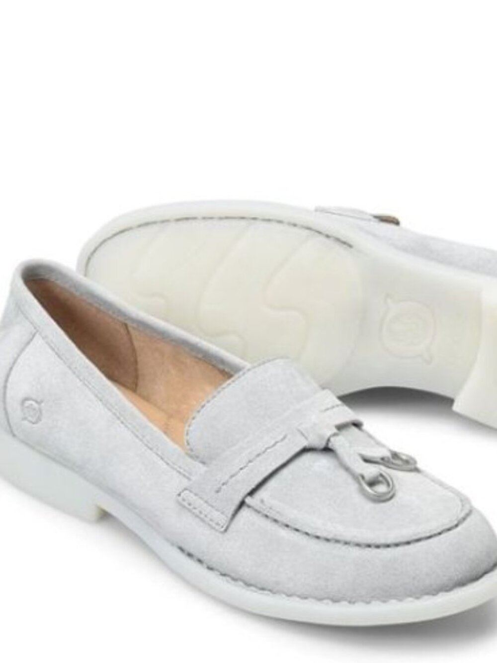 Born Mika Tassel Loafers Suede Leather Slip On Flats Gray Size 8 NEW